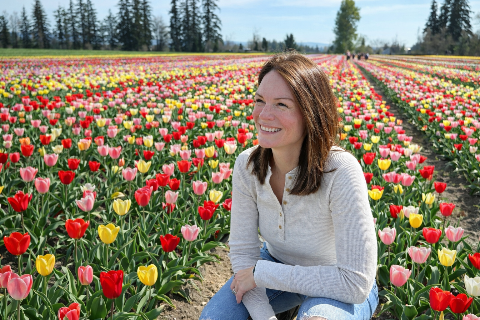 Kelsey at the Wooden Shoe Tulip Festival outside Beaverton, Oregon.